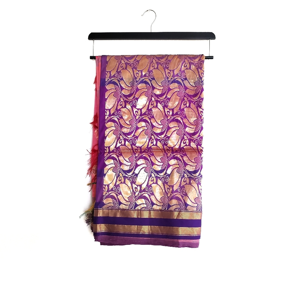 Purple and Pink Saree with Blouse Indian Bollywood